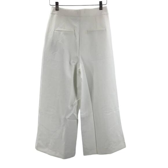 PINK RIPPLE SZ S White Culotte Crop Wide Leg High Rise Flat Front Pants NWT B97 - Picture 2 of 8